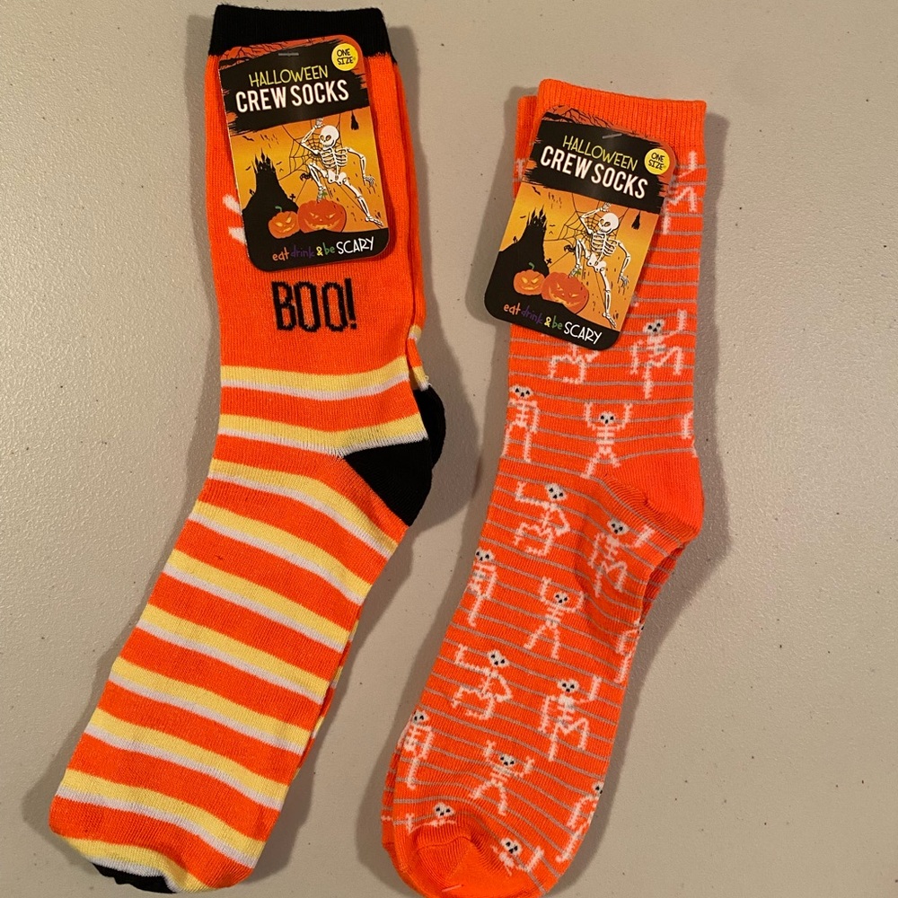 Halloween Crew Socks - Orange and Black